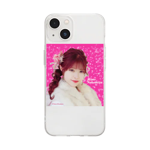 根古水ヒメ🌸No.1 ホットピンクラメ×振袖(アップ)［正方形］ฅ^ơωơ^ฅ♡ Soft Clear Smartphone Case