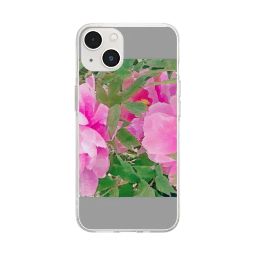 牡丹の花 Soft Clear Smartphone Case