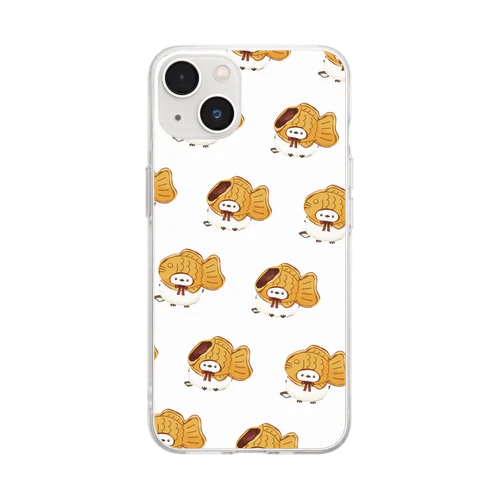 たい焼きシマエナガ[白] Soft Clear Smartphone Case