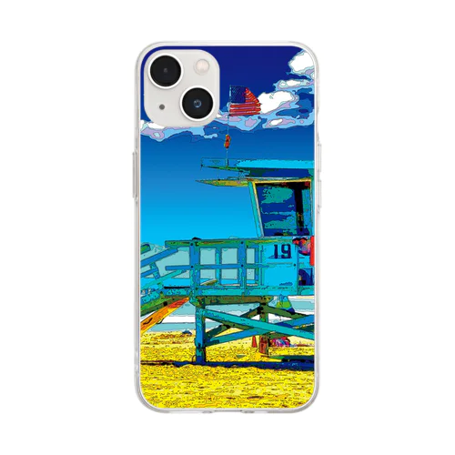 アメリカ ベニスビーチのライフガードステーション Soft Clear Smartphone Case