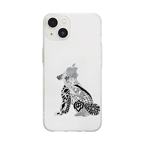 ゼンタングル（犬） Soft Clear Smartphone Case