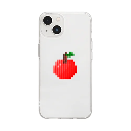 りんごの刺繍風イラスト Soft Clear Smartphone Case