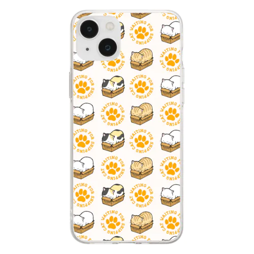 出荷待ち猫ず(パターン) Soft Clear Smartphone Case