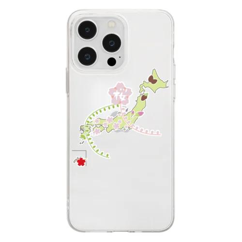 桜前線北上中 Soft Clear Smartphone Case