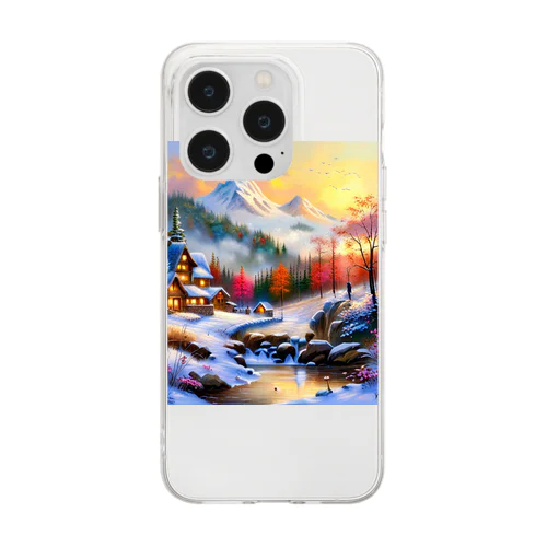 幻想的な雪景色のグッズ Soft Clear Smartphone Case