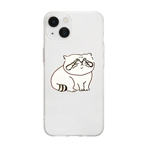 ワンポイントまぬるねこ Soft Clear Smartphone Case