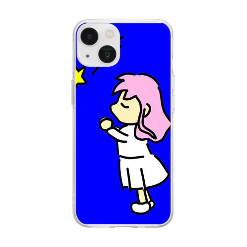 夜空　星に願いを Soft Clear Smartphone Case