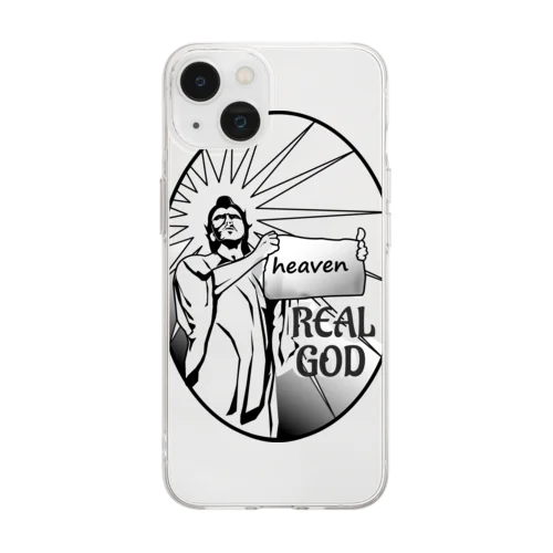 REAL GOD2H.T.(黒文字) Soft Clear Smartphone Case