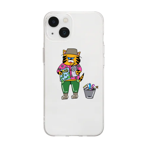 休日中のトラさん Soft Clear Smartphone Case