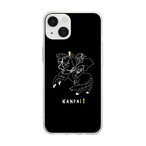 偉人 × BEER（ナポレオン）黒背景 Soft Clear Smartphone Case