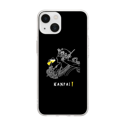 名画 × BEER（ミュシャ）黒背景 Soft Clear Smartphone Case