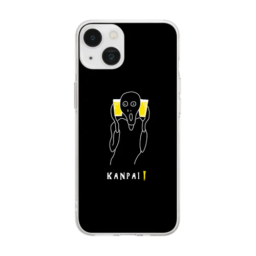 名画 × BEER（ムンクの叫び）黒背景 Soft Clear Smartphone Case