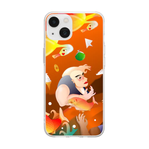 比丘比丘尼密会密漁善図（夕方） Soft Clear Smartphone Case