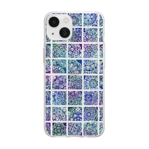 イラスト-ペン画ブルー- Soft Clear Smartphone Case