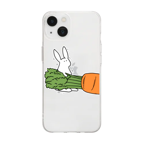 巨大にんじんを運びたいうさぎ Soft Clear Smartphone Case