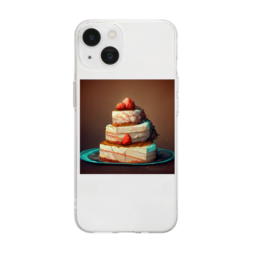 ケーキ Soft Clear Smartphone Case