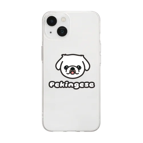 ペキニーズ・ホワイト（サマーカット）（顔だけ） Soft Clear Smartphone Case