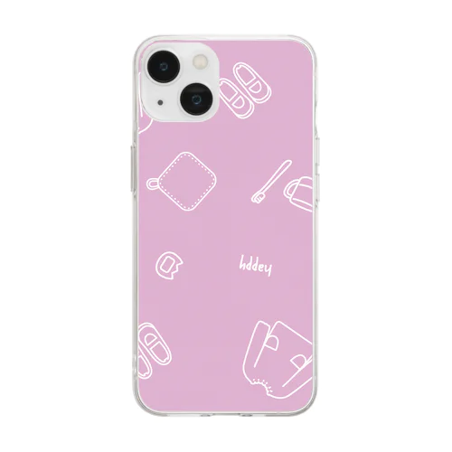 園の生活　英字ver　PINK Soft Clear Smartphone Case