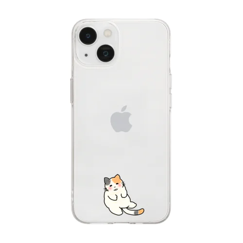 もちもちほっぺのねこ Soft Clear Smartphone Case