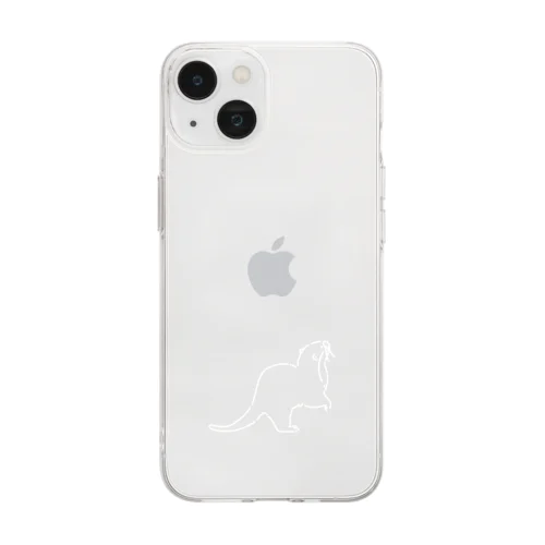 シンプルなカワウソ ホワイト Soft Clear Smartphone Case