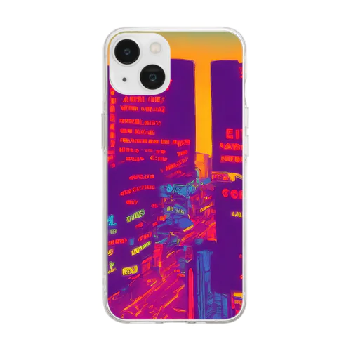 Building lights and sunset Soft Clear Smartphone Case