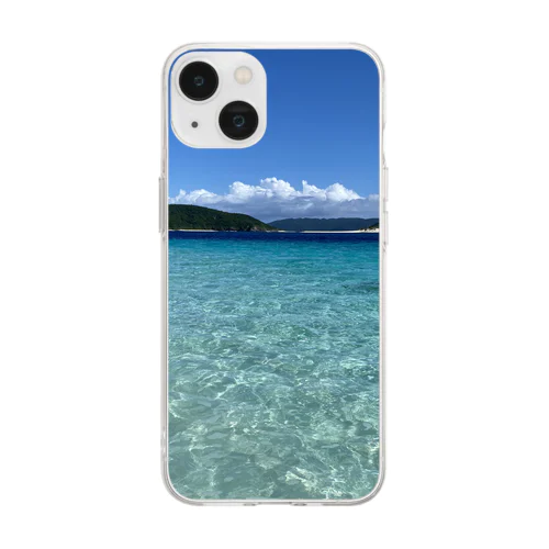 離島の青い海スマホケース Soft Clear Smartphone Case