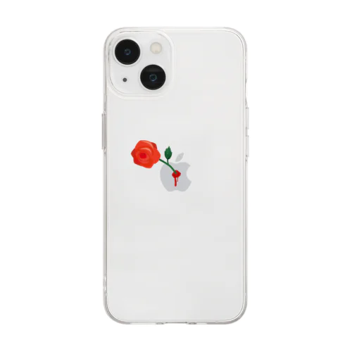 真紅に染まる薔薇 Soft Clear Smartphone Case