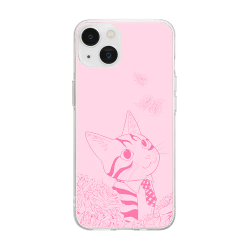 【だいだいいろ】薔薇とれおんくん(デフォルメver.) Soft Clear Smartphone Case