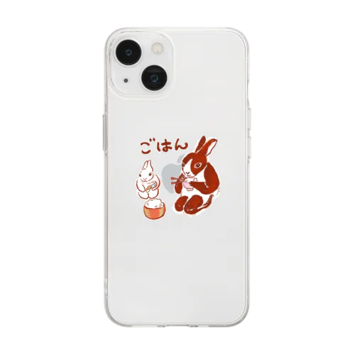 うさぎ親子の食卓 Soft Clear Smartphone Case