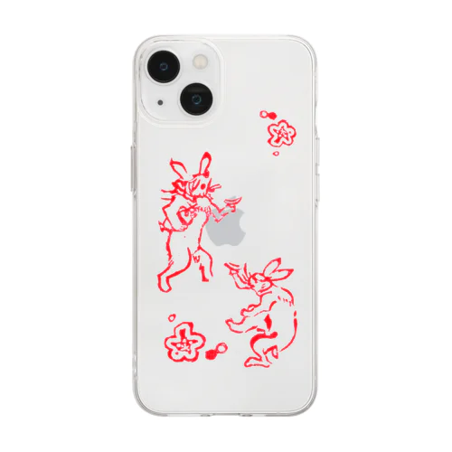 消しゴムハンコ　うさぎ Soft Clear Smartphone Case