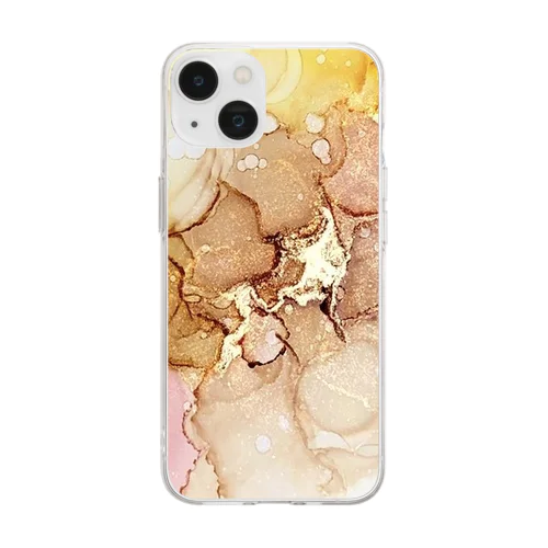 インクアート 落ち葉 茶系 Soft Clear Smartphone Case