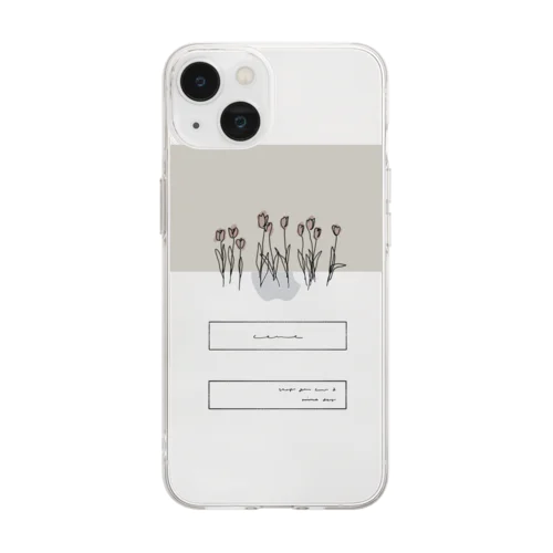 Greige × kusumiPink Soft Clear Smartphone Case