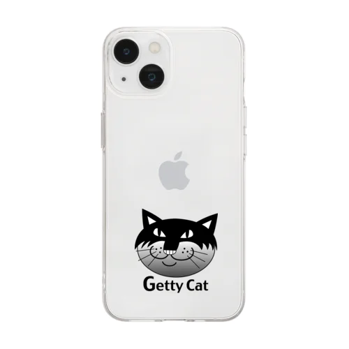 ネコのゲッティ/Getty Cat Soft Clear Smartphone Case