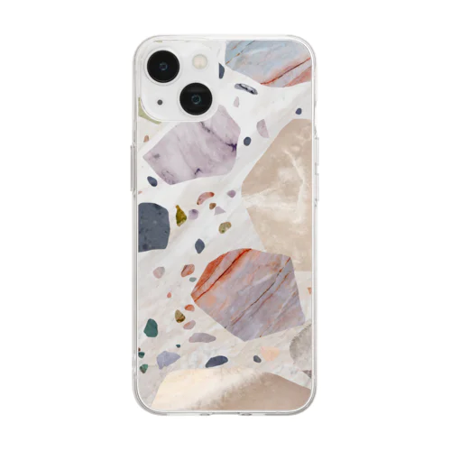 大理石　テラゾー Soft Clear Smartphone Case