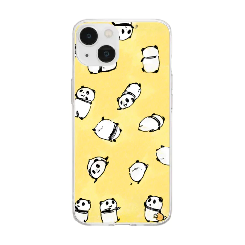 ごきげん！パンダ柄 Soft Clear Smartphone Case