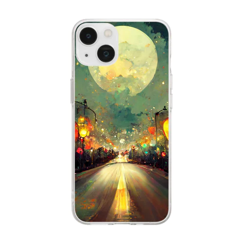 Moon & Lights / 月と街灯 Soft Clear Smartphone Case