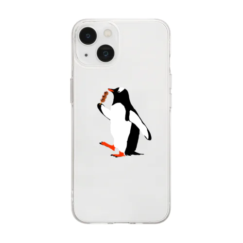 ジェンツーペンギンとみたらし団子 Soft Clear Smartphone Case