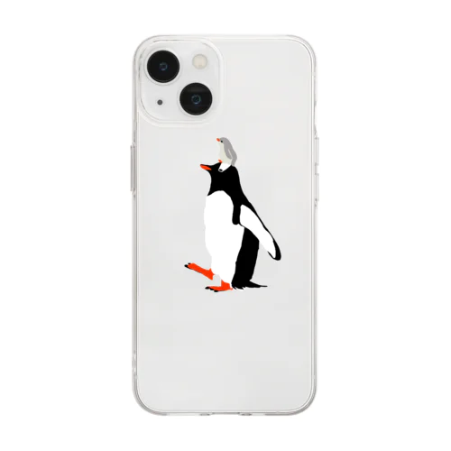 ジェンツーペンギン親子 Soft Clear Smartphone Case