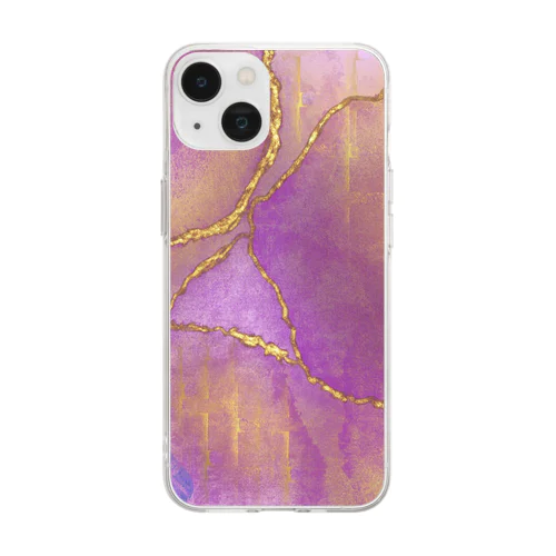 Sarah Designs Signature - Pink n Gold Drops Soft Clear Smartphone Case