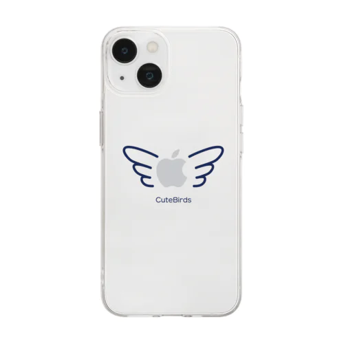 Cute Birds　羽ブルー Soft Clear Smartphone Case