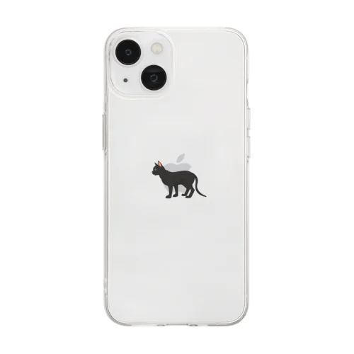 猫1 黒猫 Soft Clear Smartphone Case