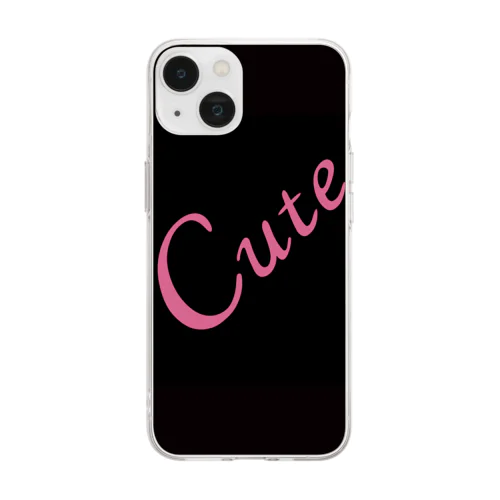 Cute Birds ブラックピンク携帯ケース Soft Clear Smartphone Case