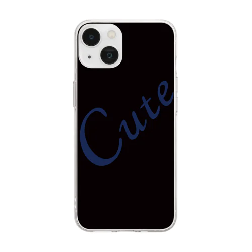 Cute Birds ブラックブルー携帯ケース Soft Clear Smartphone Case