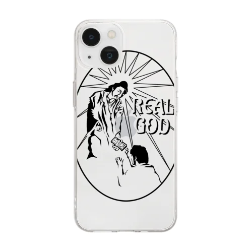 REALGOD1h.t.(黒文字) Soft Clear Smartphone Case