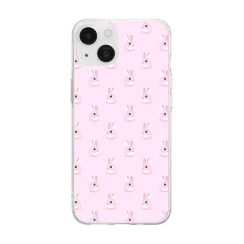 ピンク色のうさぎ Soft Clear Smartphone Case