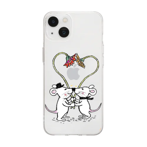 ジョーイとリリーのお花とお鼻でチュー✨ Soft Clear Smartphone Case