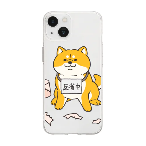 反省の色が見えない柴犬 Soft Clear Smartphone Case