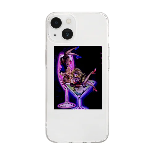 酒に溺れる夜の女 Soft Clear Smartphone Case