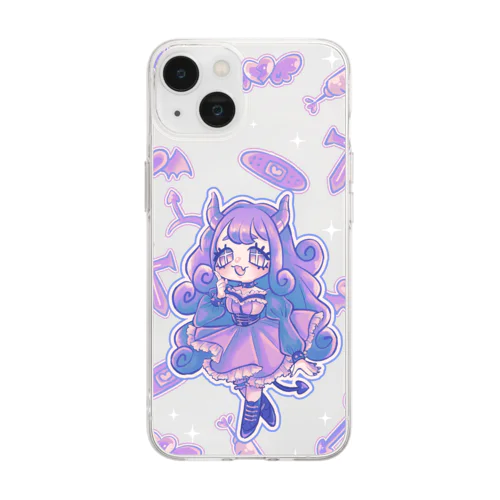 小悪魔あく美ちゃん(クリア)ver.2 Soft Clear Smartphone Case