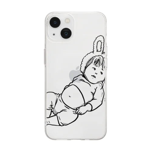 うさぎ耳幼児お腹出し Soft Clear Smartphone Case